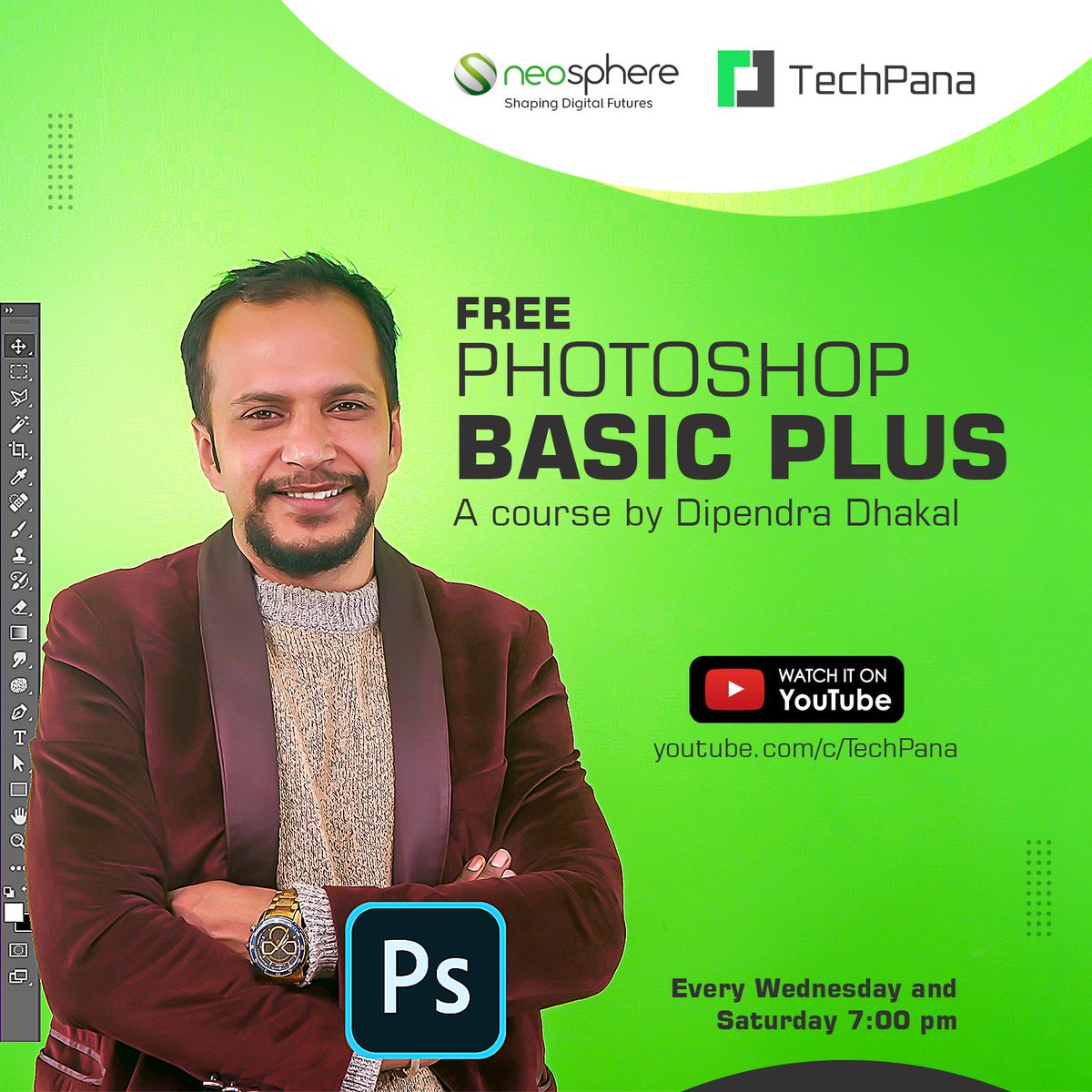 TechPanaNP's tweet photo. फोटोशप सम्बन्धी निःशुल्क तालिम !
तालिममा सहभागी हुन तलको लिङ्कमा गएर टेकपानाको युट्युब च्यानल सब्सक्राइब गर्नुहोस् ।
टेकपाना युट्युब च्यानलः https://t.co/WmsJKeWOnJ
विस्तृत जानकारी https://t.co/dL3clgdWbN
#educationforfree #TechPana #neosphere https://t.co/fY0SravGEo