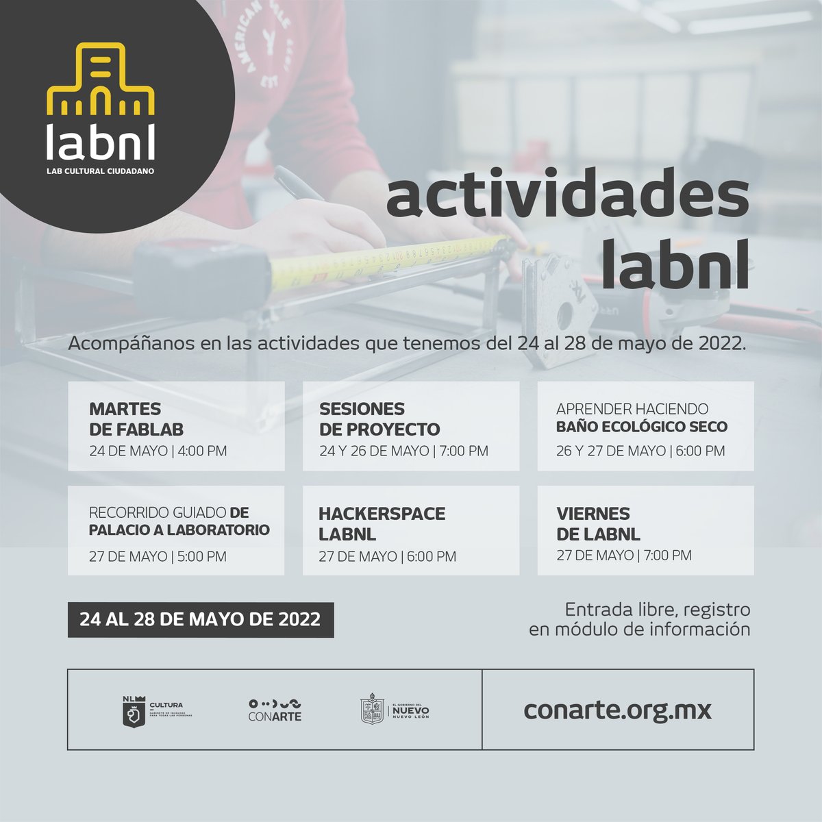 conartenl's tweet photo. Te compartimos las principales actividades que tendremos en LABNL Lab Cultural Ciudadano durante esta semana.
¡Todas las personas son bienvenidas, acompáñanos!
Entrada libre, registro en módulo de información.
Llegó el momento de encontrarnos
#ExperimentaLABNL #LABNL https://t.co/groghYuDud