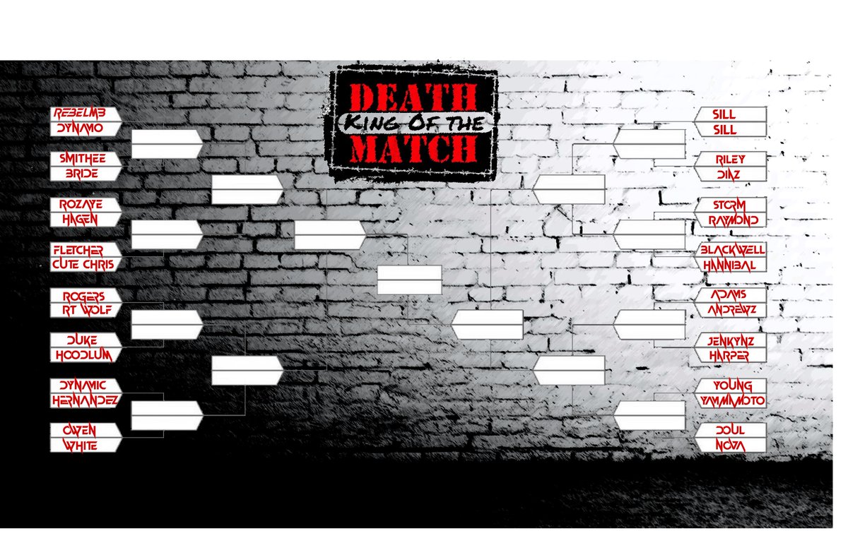 As JR (JohnBlud Style) once said "THE TIME HAS ARRIVED"

The bracket has been set up and looks insane already with Brother Vs Brother in the first round.

July 27/28th Premiering On YouTube

Welcome to King Of The Deathmatch