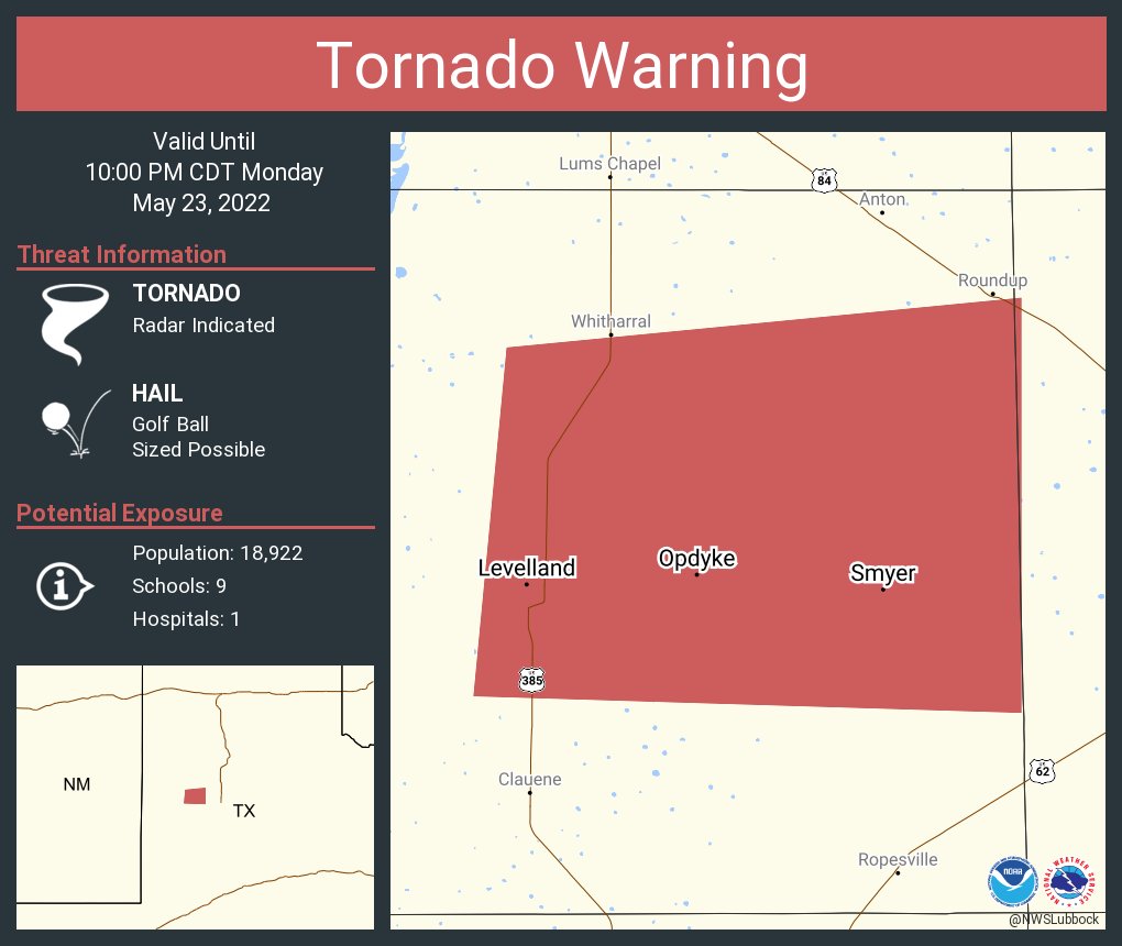NWS Lubbock on Twitter "Tornado Warning including Levelland TX, Smyer
