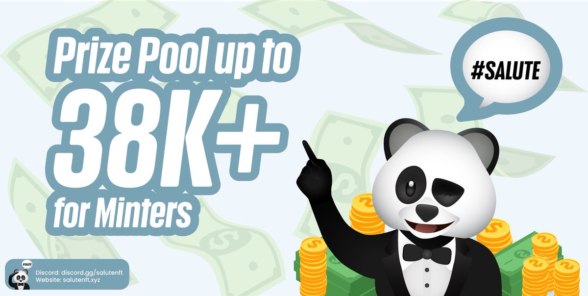 FIRST 500 People that interact + Join our Discord will get WL.

We plan to give back to the community to let everyone get their lucky shot at winning big prize pool up to 38K!

Website: salutenft.xyz
Discord: discord.gg/salutenft