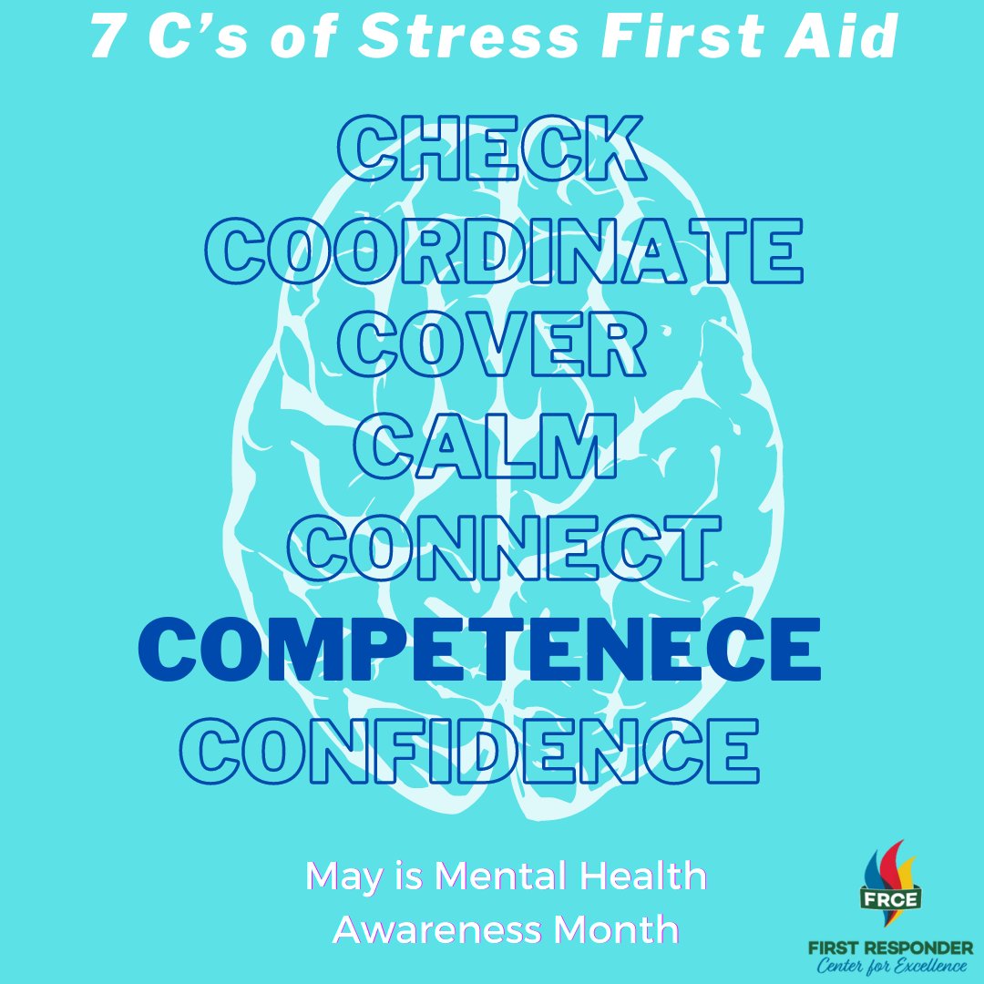 1stresponderctr's tweet photo. As we continue with #MentalHealthAwarenessMonth, we move on to the "Competence" 'C' of #StressFirstAid, which focuses on restoring a stress-affected person’s capacity to function in all important life roles.
Full Stress First Aid training available for free on our website! https://t.co/wkonelvQ4P