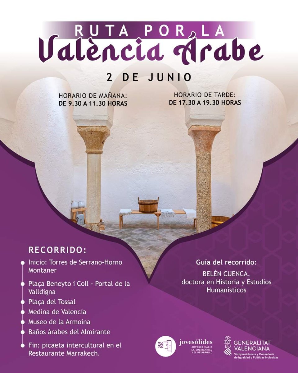 Dos días, 40 personas ya apuntadas 💪💪
La gente tiene ganas de descubrir su ciudad, mucha historia desconocida, no obstante estamos a tiempo de disfrutar de la #Valencia  árabe
#historia #cultura #DiálogoIntercultural #فلنسيا  #lovevalencia