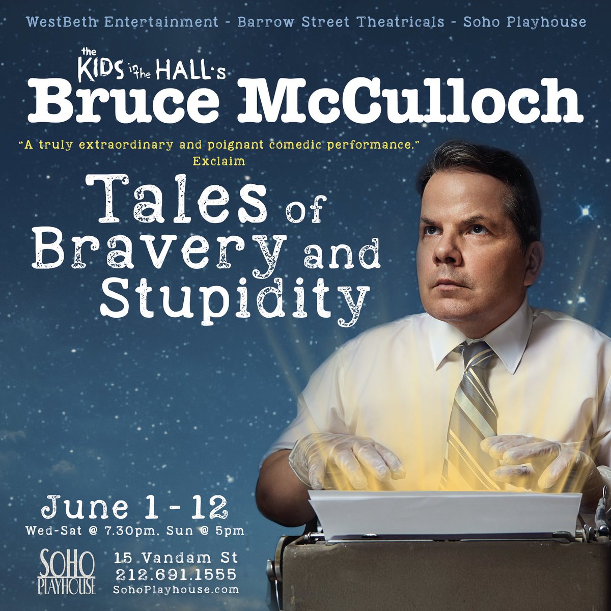 Did you hear? Bruce McCulloch is coming to SoHo Playhouse this June! This show is so fun and you won’t want to miss it! Visit our website for tickets and information!