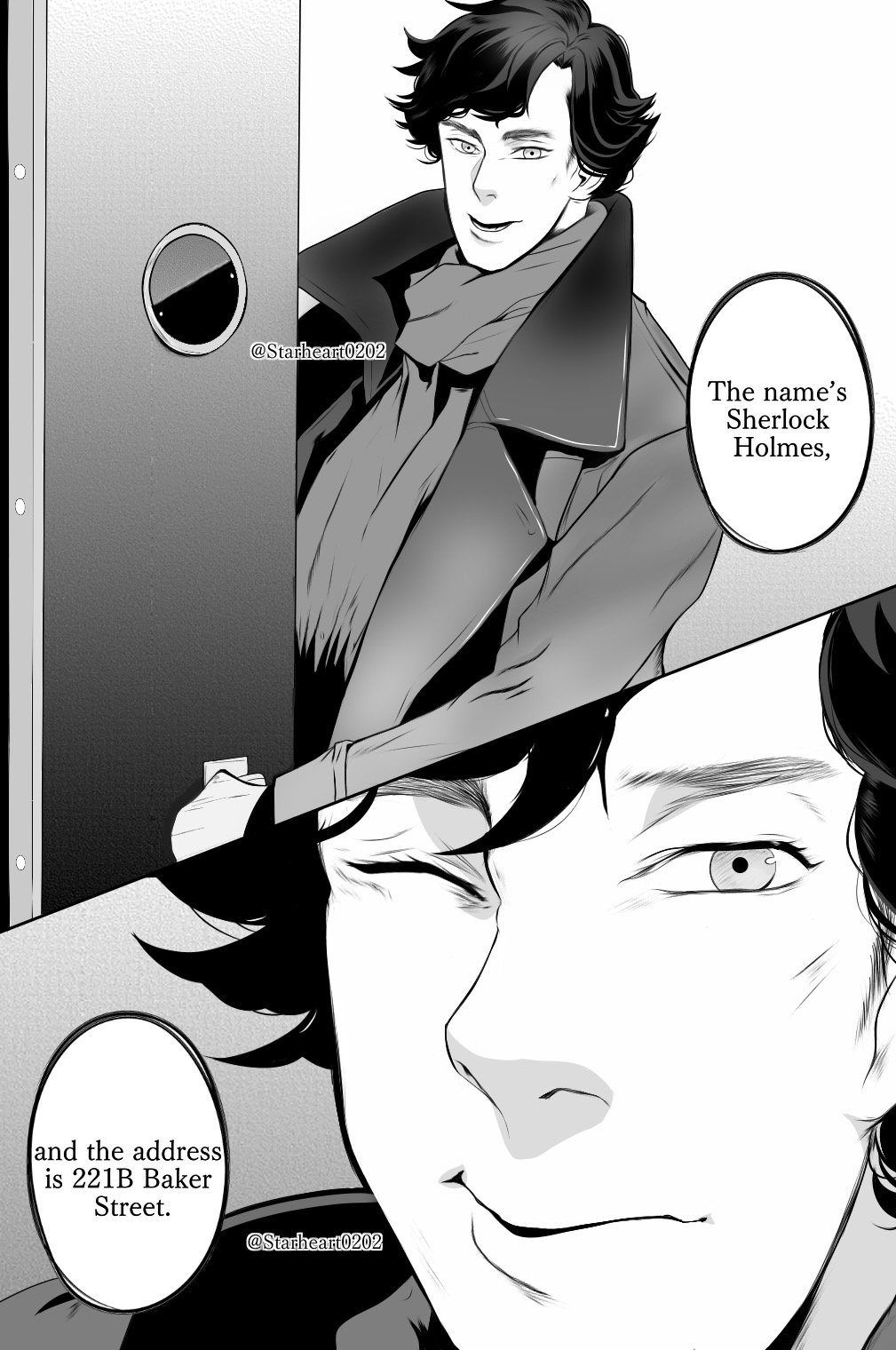 Starheart02 The Name S Sherlock Holmes And The Address Is 221b Baker Street Sherlock Reference Was From The Manga But 100 My Artwork Attempt Sherlock Sherlockholmes cstudios Manga Benedictcumberbatch Mangastyle