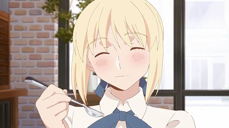 OFSWORDSLIGHT's tweet photo. Oooh— ! ! Borgar ! 

She takes both sushi and hamburger and starts digging in ! 🍣 https://t.co/Yk2ZpbFmdo