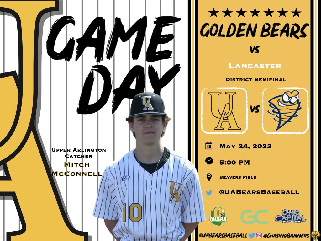 Game Day ❗️

District Semifinal  ❗️

🆚 Lancaster
📍Beavers Field
🕔 5:00pm
🎟 $8 before 2:00pm | $10 after 2:00pm  

ohsaa.org/tickets

#ChasingBanners | #TourneyTime 🐻⚾️