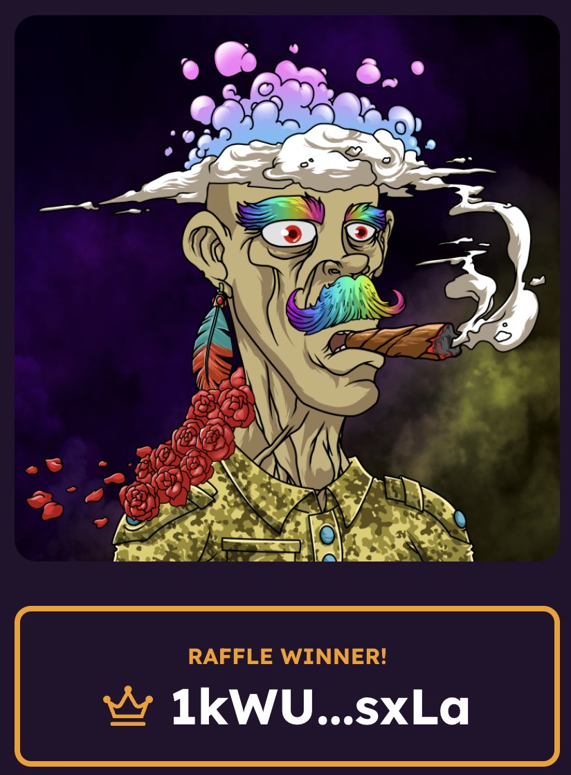 NotJustAnyDream's tweet photo. CONGRATS TO THE WINNER!!!!!! 
Thank you so much to everyone who participated!! I'm super happy to either welcome the winner to the fam or beable to help add one to a holder's collection! 
@smokeheadsnft
 4ever!!! <3 <3 <3 https://t.co/s8hzXDq2kq