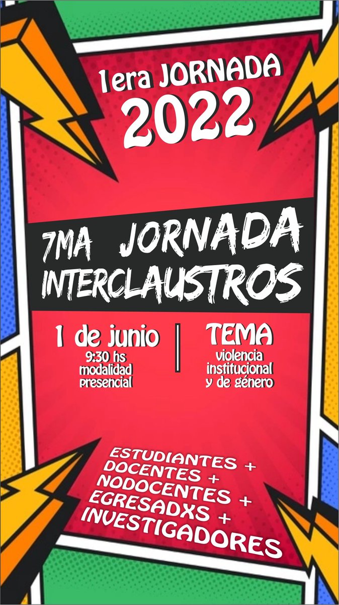 ZunchoA's tweet photo. Próxima JORNADA INTERCLAUSTROS!! Primero de Junio en la FAU UNT! 👌🏽 https://t.co/jNsWxfb3Bl