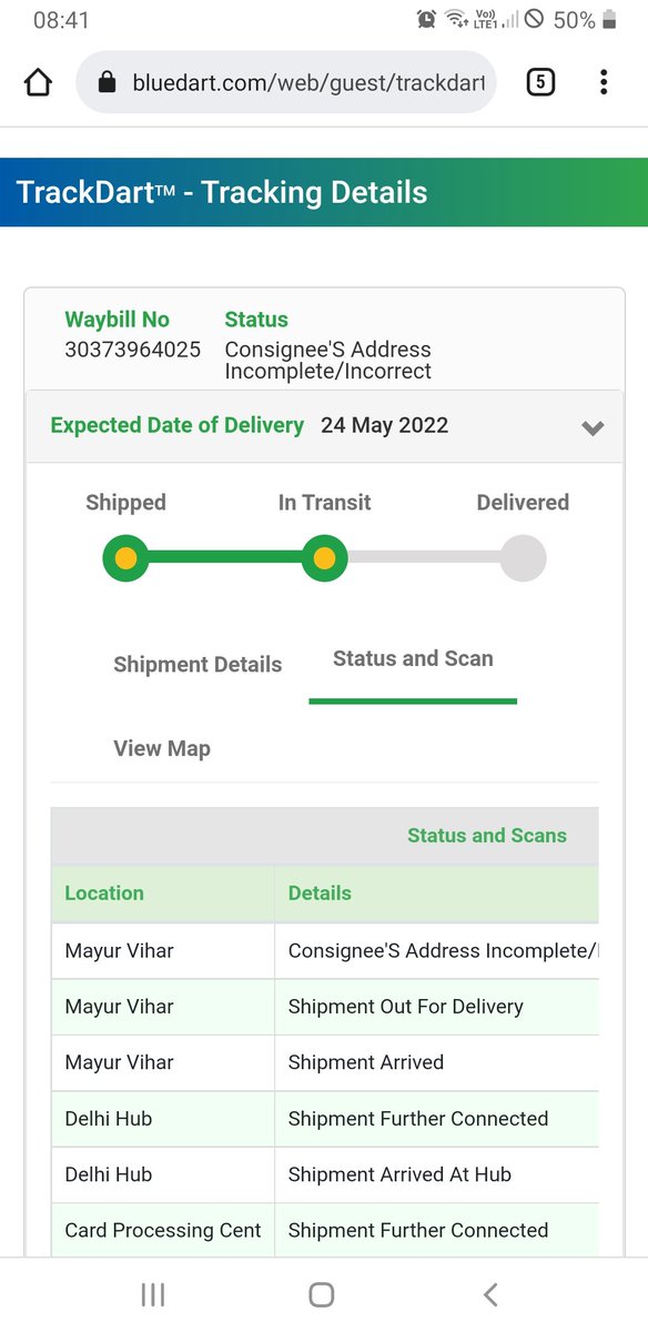 paltarun01's tweet photo. @BlueDartCares Hi Blurdart.this is the third time I am not received my courier at my home very bad Services your delivery man never call me so please resolve this issue on urgent basis otherwise I am not use your service in my entire life My contact number i9870889103, 9634355814 https://t.co/DWluCc7WwU