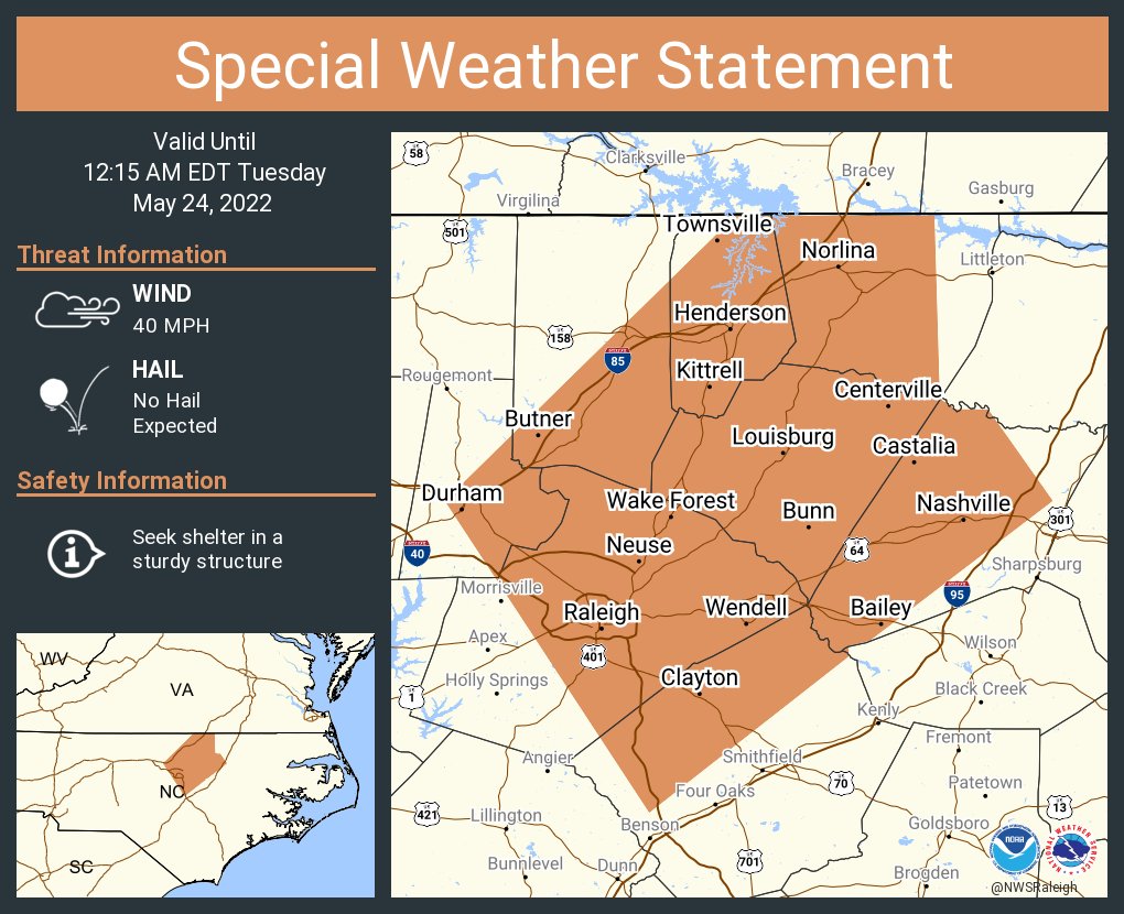 NWS Raleigh on Twitter "A special weather statement has been issued