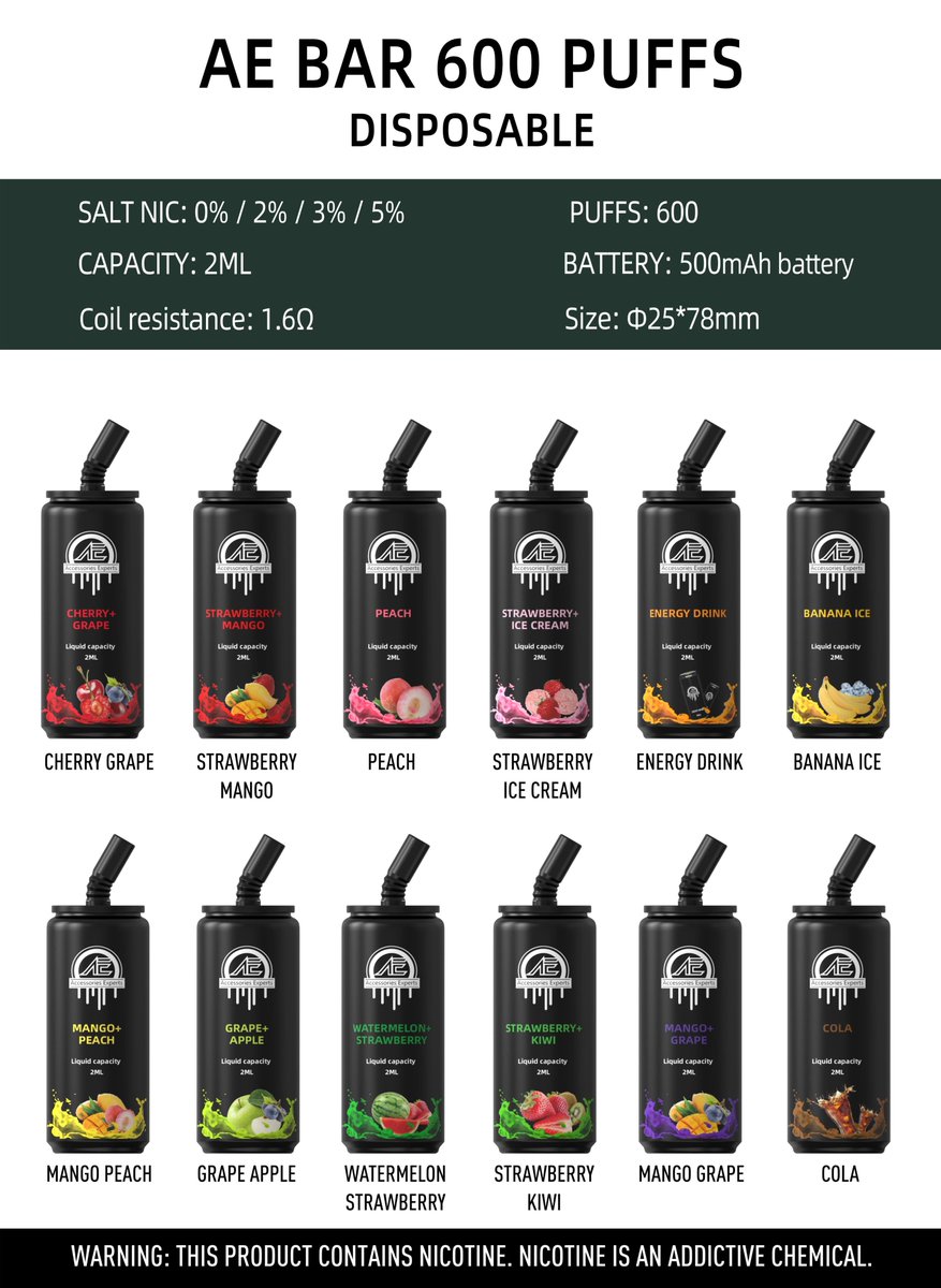 Mike69753754's tweet photo. ThinkVape Unique Design AE Bar series 600 puffs, 6000 puffs and 8000 puffs available or will be available one by one soon, do you have interests to learn more, welcome to PM or contact me. 
*Note: Support OEM/ODM. https://t.co/XpFfcTboV6