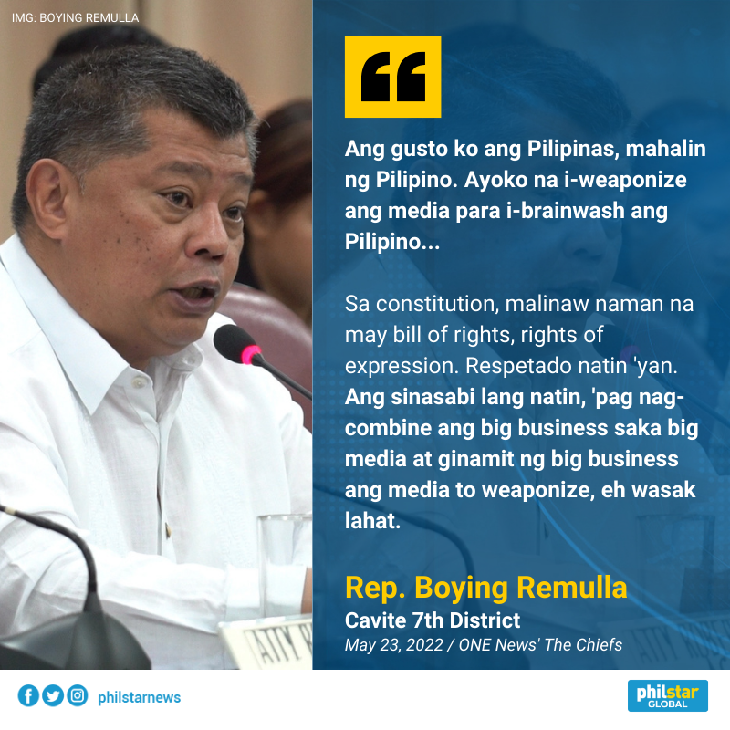 PhilstarNews's tweet photo. THE NEXT DOJ CHIEF CRITICIZES THE MEDIA

Rep. Boying Remulla, who is set to become the next Justice Secretary in the next administration, claimed that the media—he did not specify which industry or outfit—is being weaponized https://t.co/ut8aOT6qko