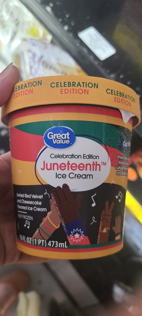 YonaWrites's tweet photo. What the hee-ell is this? Yeah...this is a fail. Annnnnnd, why is there a trademark symbol after #Juneteeth on this #Walmart ice cream? 🤔 https://t.co/tOaXEr9WS1