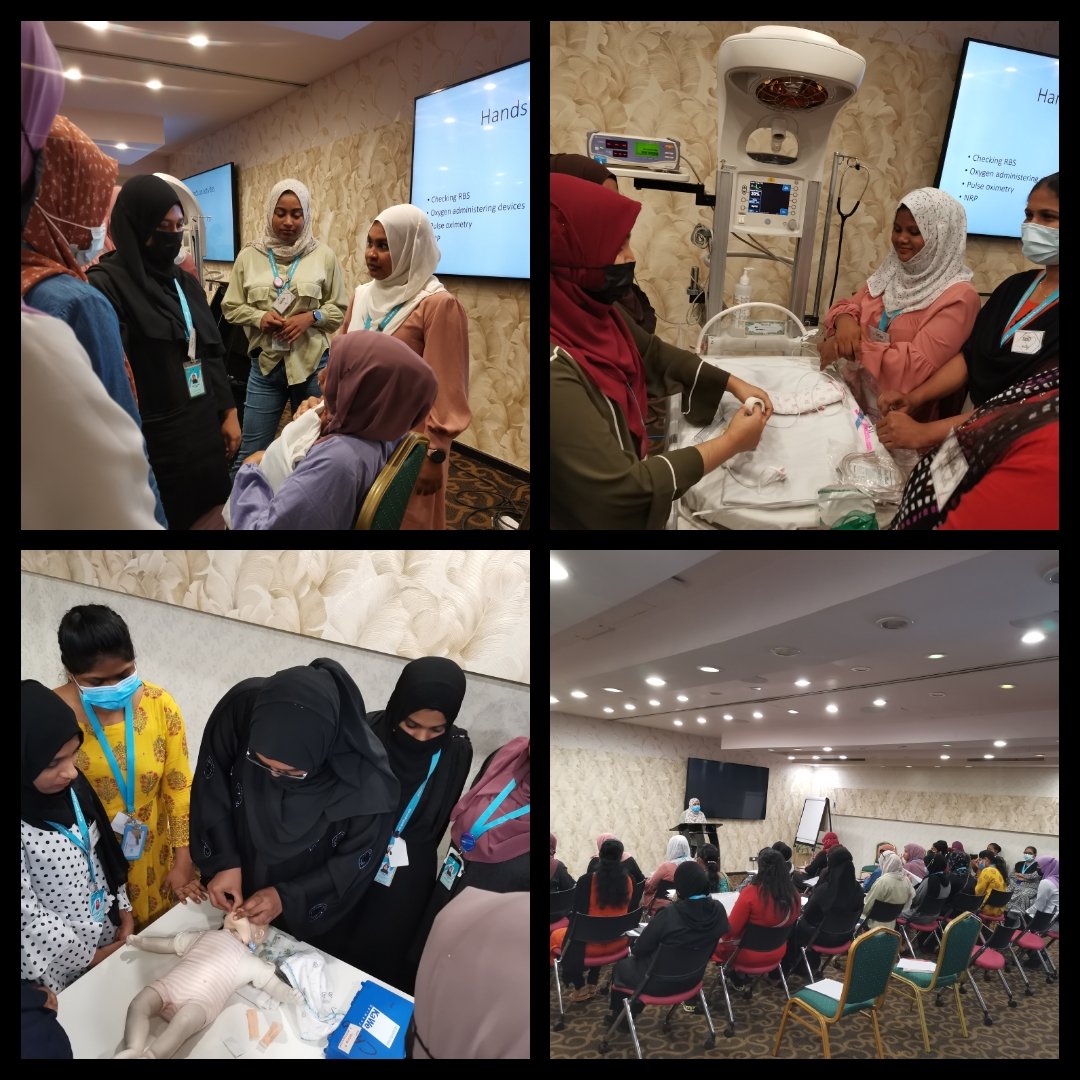 Faisalnaifaru's tweet photo. Essential and sick #Newborn Care training for improving neonatal outcome for nurses in Male' region. 
Organized by @HPA_MV in collaboration with @UNICEFMaldives @WHOMaldives.
Great to see well organized training by awsome facilitators from team #Pediatrics @igmhmv https://t.co/MtNKMTulAJ