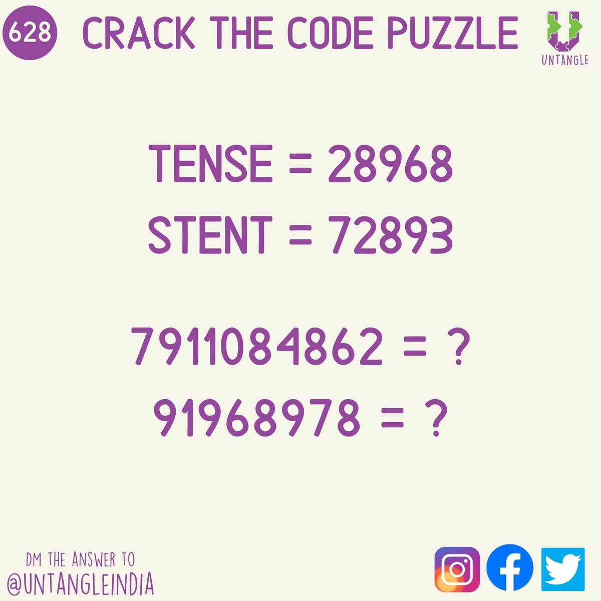 UntangleIndia's tweet photo. First puzzle of the week is to crack this code.

DM the two words to @UntangleIndia 

#UntanglingAtHome 628 https://t.co/8dpIonJQt4