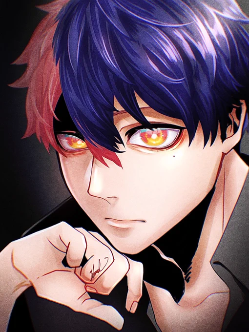Don't be too familiar with him.#illustration #Ibispaint #スマホ指描き 