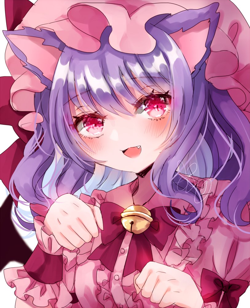 remilia scarlet 1girl animal ears hat solo mob cap cat ears open mouth  illustration images
