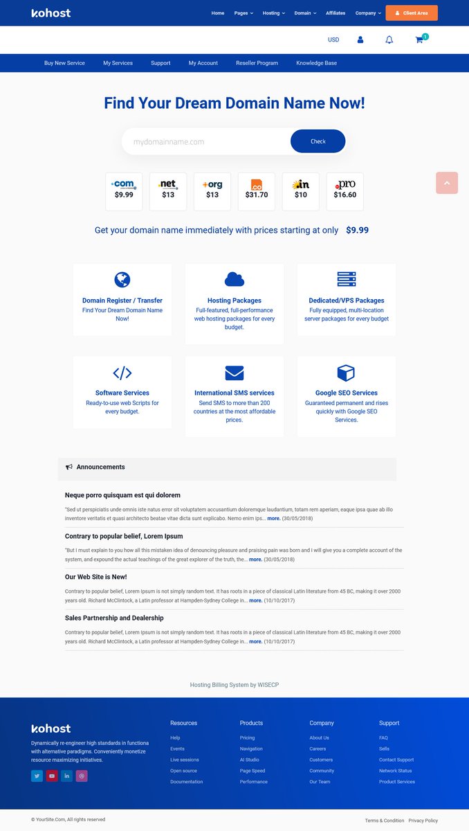 Get the ready-made KoHost Theme for #WiseCP at getyoursiteonline.com/wisecp.php