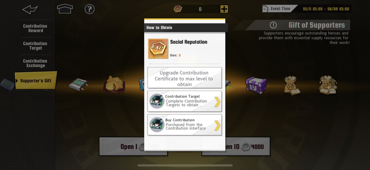 BishopDeathTV's tweet photo. @MHA_TSHGame it says we can get supporters gift in contributions, but I can’t see it anywhere. I have the ultra pass as well. #mha #mha_tshgame #support https://t.co/zMsWh5UZnl