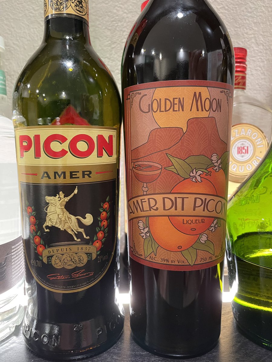 PunchPicon's tweet photo. We like our original aperitifs. The current Picon Amer is sweeter and 1/3 the original pre-prohibition proof. Amer Dit Picon is based on the 1837 recipe. Very bitter &amp; medicinal. Neither taste like Torani https://t.co/fKoHmRNhct
