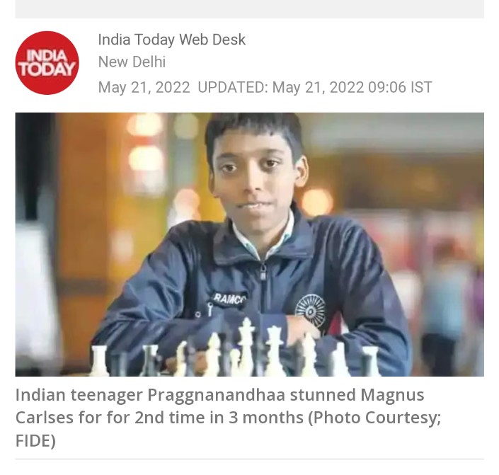 Glitchy_Shine's tweet photo. Indian chess champion praggnanandhaa never play any chess match without tika on forehead 

India Today removed tika by photoshop n posted his pic

This is the extent they hate Hinduism

India Today is owned by Arun Puri who is close to Sonia Gandhi https://t.co/9tiokpWOpi
