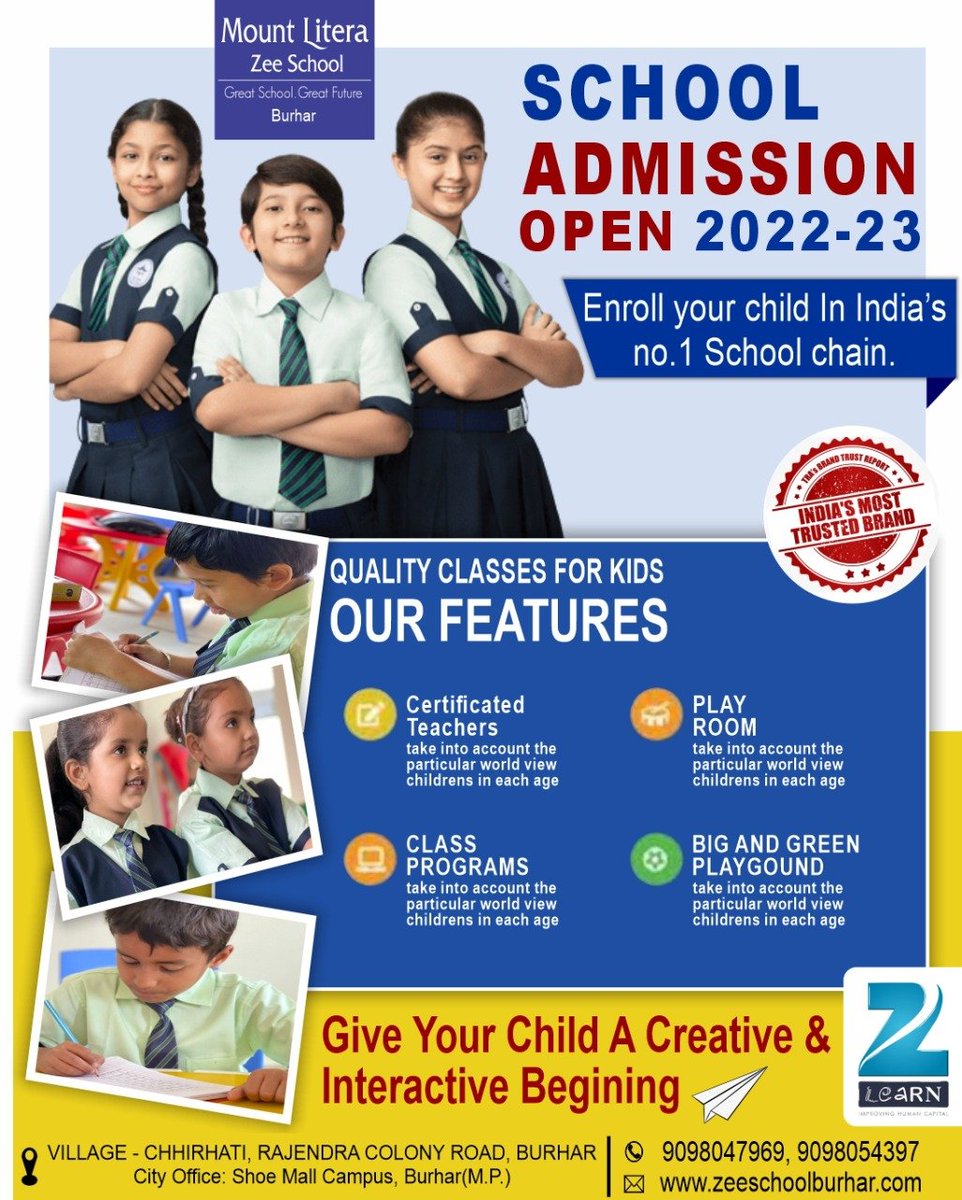 MLZSBurhar's tweet photo. #Mount #Litera Zee School, India's No. 1 School in #burhar.
Admissions are open for the session 2022-23.
Contact 9098054397 / 9098047969.
#admission #admissionsopen #bestschool #future https://t.co/oU6qR8rXBT