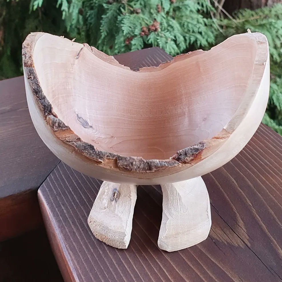 A little piece I'm working on. The <a href="/GVWoodturners/">Gr Van Woodturners</a> President's challenge this month is multi-footed. I suppose inspired by the demo I did last month. 

 I've been rushing and making too many mistakes for it to really be very good but it's still a fun piece.