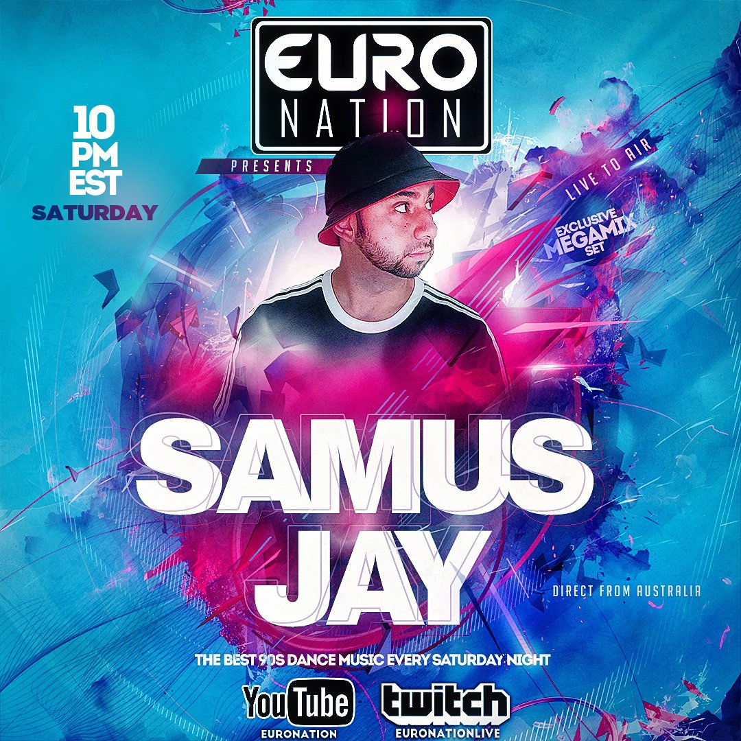 EuroNation's tweet photo. HE'S BACK! As we continue the celebration of our Guest DJs we want to welcome back the legendary DJ Samus Jay to the Euro Nation channel for the first time since December!
#90s #megamix #ultimate90s #toronto #melbourne #90smusic #90svibes #eurodance #djst #euronation #boom #radio https://t.co/xM1GEcw7Bn