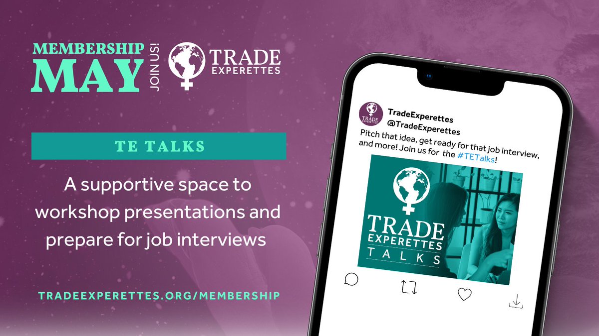 TradeExperettes's tweet photo. TradeExperettes members will find in the #TETalks🗣️ a supportive space to workshop presentations and prepare for job interviews.
Join us for more!
https://t.co/Zgmc1tFkL6
#MembershipMay https://t.co/CQC9rcPVlD