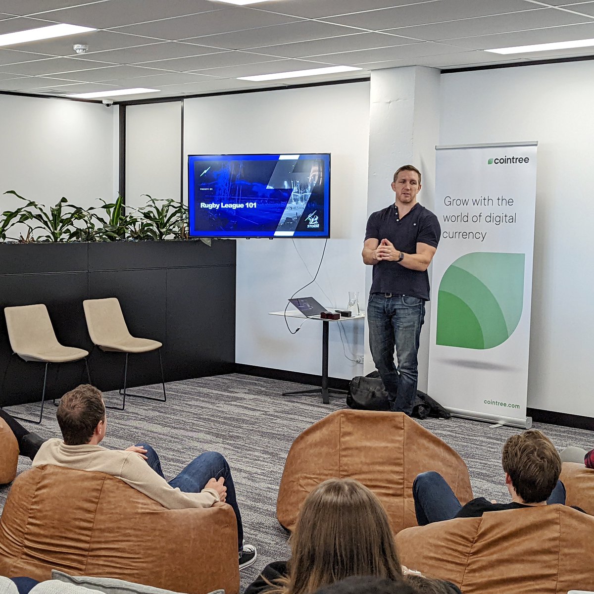 It was such a pleasure to have @RyanHoffman12  of @storm chat to us about the history of rugby league, the complexity of the game, and the incredible talent of the players ⚡️

Thanks for joining us at Cointree HQ!