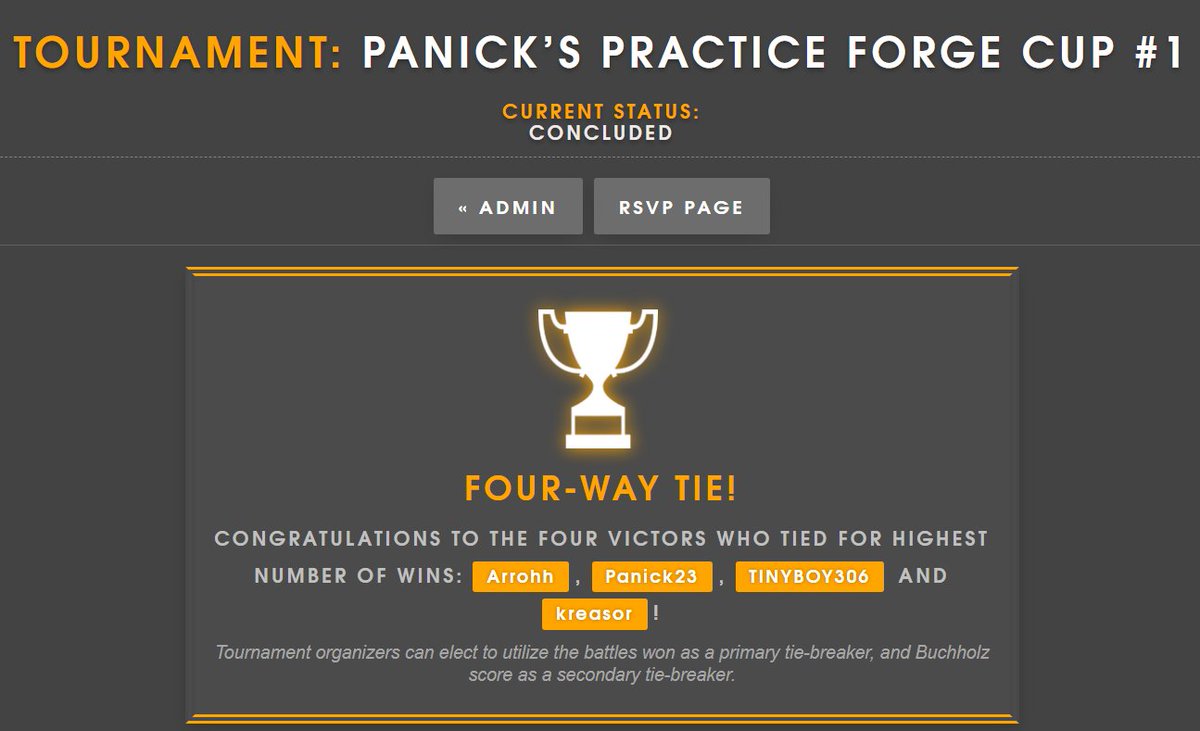 PanicK23_'s tweet image. Thx all for joining the Forged Cup!
@TheArrohh clutched it up vs @reasor_kyle to force the tie in the final round!
@tinyboy306 comes out of retirement, makes a team in 2 minutes, and goes 4-1!

GGs all!