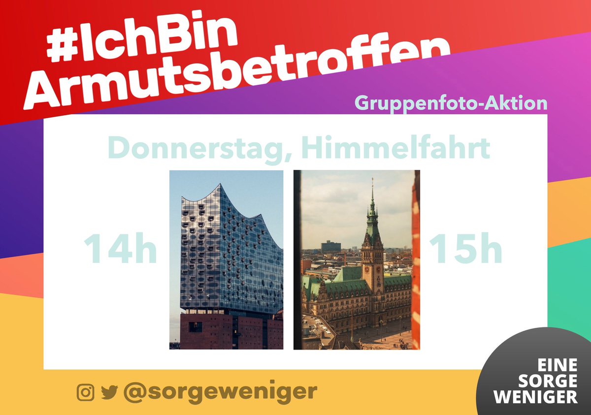 Wir treffen euch am Donnerstag, Himmelfahrt, 14h vor der Elphi, und dann gehen wir gemeinsam zum Rathaus. Es wird Zeit für solidarische Narrative jenseits des Stigmas von Springerpresse und Armenhass des CDU/FDP-Spektrums. Dabei?<a href="/LinksfraktionHH/">Linksfraktion Hamburg</a> <a href="/spdhh/">SPD Hamburg</a> 

 #IchBinArmutsbetroffen
