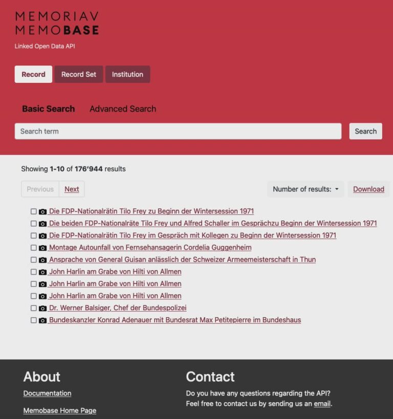 Memoriav baut das Angebot seines Onlineportals Memobase.ch für weitere Zielgruppen aus und öffnet mit der neuen RESTful-API-Schnittstelle (api.memobase.ch) den Zugang zu ausgewählten Metadaten. #Medienmitteilung memoriav.ch/de/restful-api… #DigitalHumanities