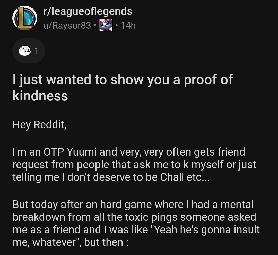 BroxahLoL's tweet image. I wasn't expecting my conversation from after yesterday's stream to end up on Reddit. Kindness is important, also in solo queue!