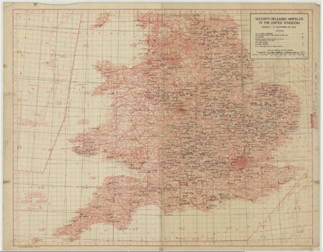 natlibscotmaps's tweet image. We've recently added more 19th and 20th century maps of Great Britain to our website, including this @OrdnanceSurvey 10 mile planning map showing airfields in the United Kingdom, 1944. maps.nls.uk/view/230556384 #HistoricMaps #Airfields
