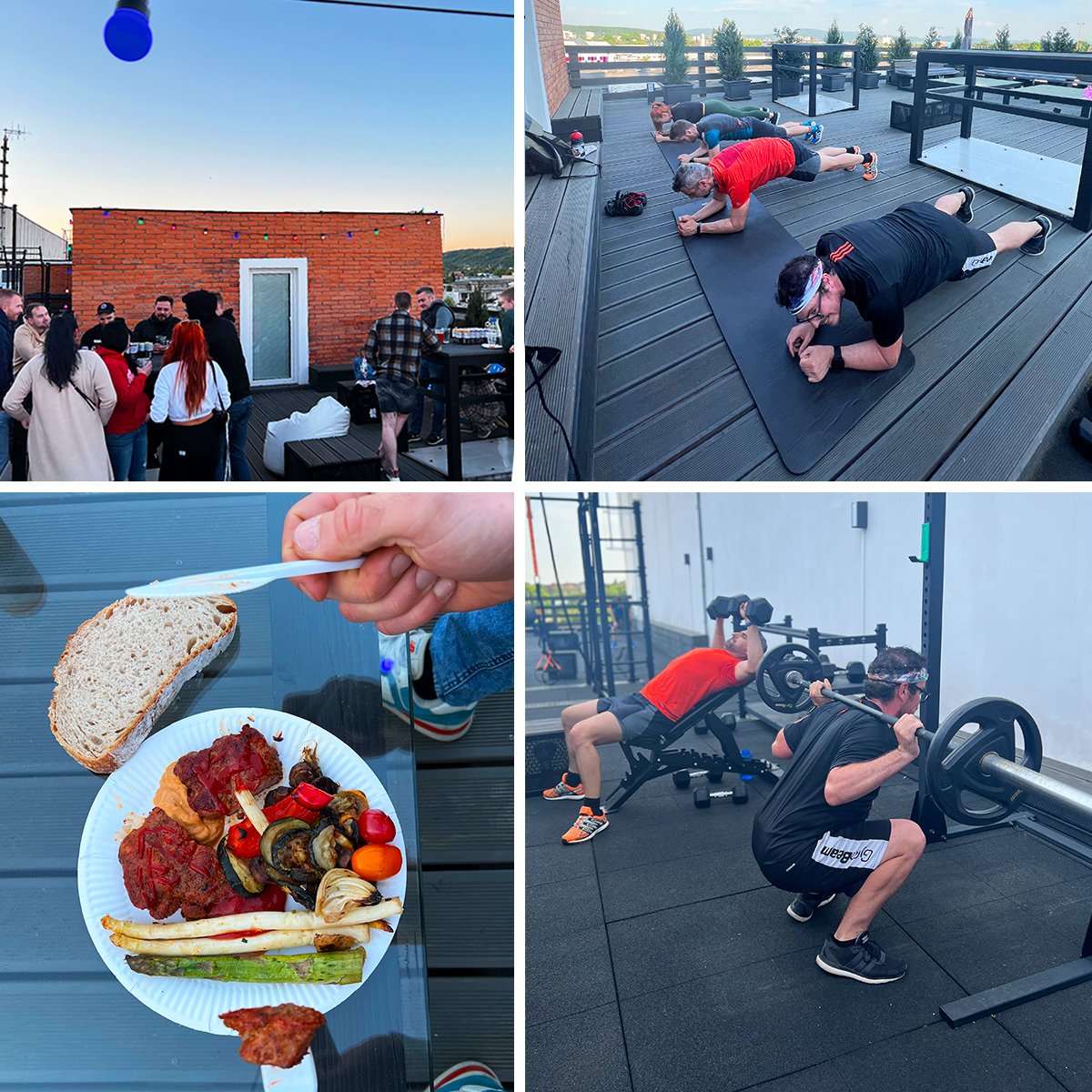 The rooftop #barbecue season has officially started! 🥩 We launched it last week.☀️
 
By the way, we use our rooftop as much as possible. As you can see, we also have morning and afternoon #workouts with our coach Daniela. 💪

#gymbeamteam