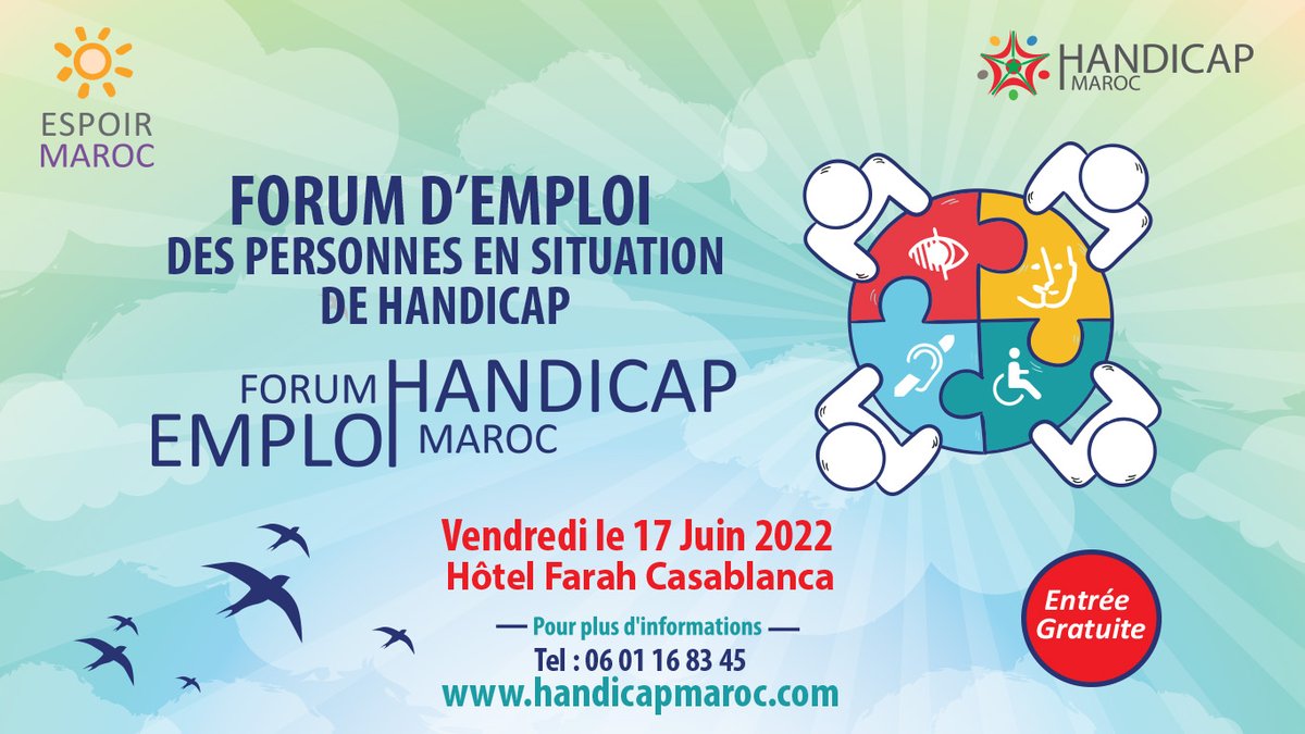 Rejoignez-nous pour la prochaine journée d’insertion des personnes en situation de #Handicap Maroc le 17 Juin #2022 #emploi #entreprenariat #RSE