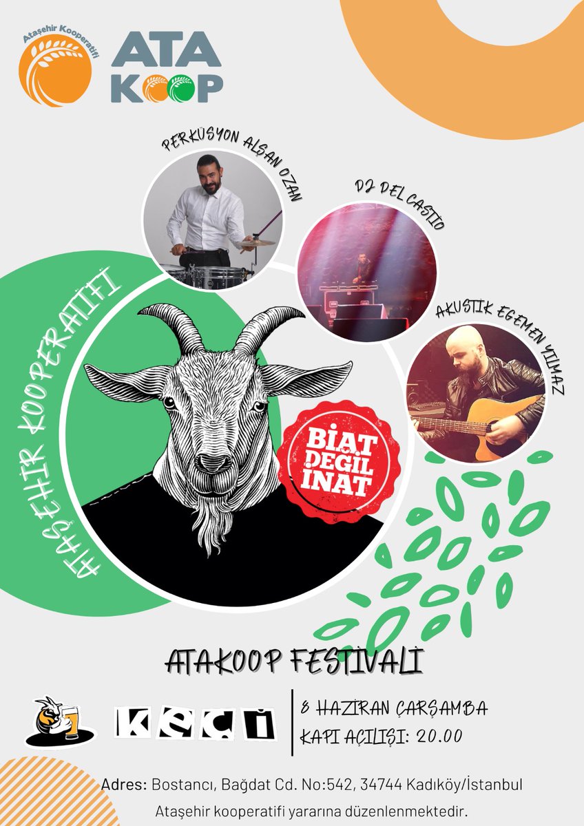 atakoop's tweet image. Dostların arasına, güneşin sofrasına, Keçi Bar&apos;a hepinizi bekliyoruz☀️
Konserlerimizle hem yeniden açılışımızı kutlayacak hem de çok eğleneceğiz💃🕺

📍Bostancı Keçi Bar (Marmaray Durağı Yanı)
🗓️ 8 Haziran Çarşamba, 20.00

Biletler için iletişim: 0555 517 44 85 veya DM