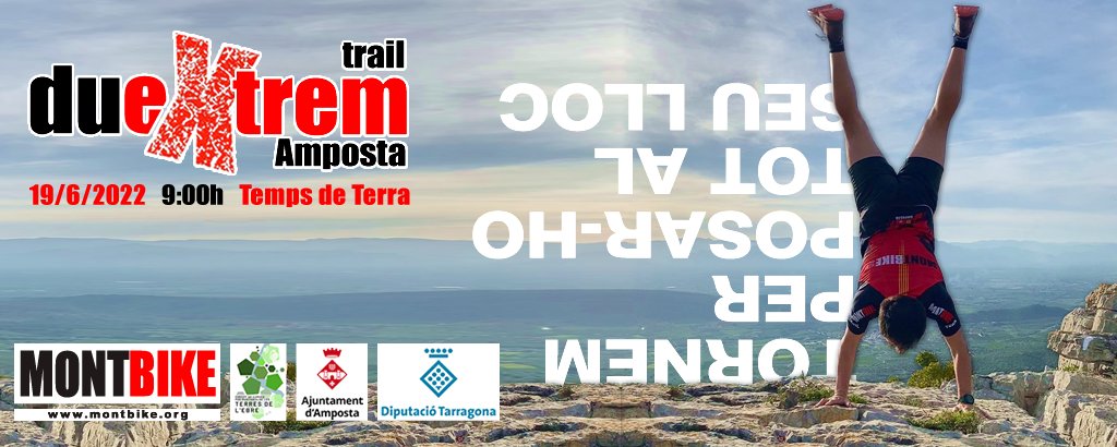 💥🤸‍♀️🤸19/6/2022: Torna el #Duextrem #Amposta per posar-ho tot al seu lloc
montbike.org/duextremampost…
Curses: absoluta, júnior, juvenil, exprés, cadet, infantil. Marxa popular.

#TerresdelEbre #duextremAmposta #trailrunning #cursespermuntanya <a href="/ajamposta/">Ajuntament d'Amposta</a> @ebreactiu <a href="/circuitebre/">AECMTE</a>