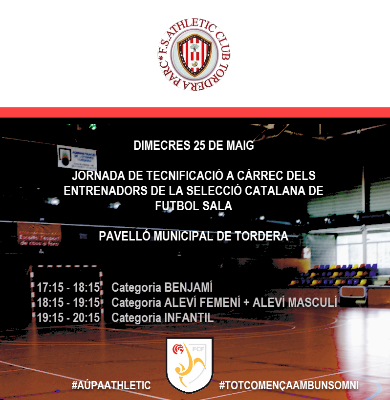 AthClubTordera's tweet photo. 25 de Maig
Finalment es farà la Jornada de tecnificació a càrrec dels entrenadors de la Selecció Catalana de Futbol Sala al Pavelló Municipal de Tordera, planificada inicialment pel 4 de Gener i ajornada a causa de la pandèmia.
@fcf.cat #tordera #futsal @radio_tordera @aj_tordera https://t.co/RP44WsL9Hd