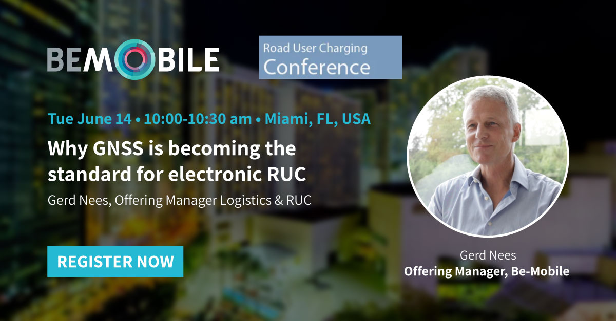 On June 13 &amp; 14, Be-Mobile will be attending the <a href="/RUC_Conference/">Road User Charging Conferences</a> in Miami as one of the two head sponsors. Our #RUC #expert Gerd Nees will give a session on why #GNSS is becoming the standard for electronic #RoadUserCharging.
Register now: eventdata.uk/Forms/Form.asp…