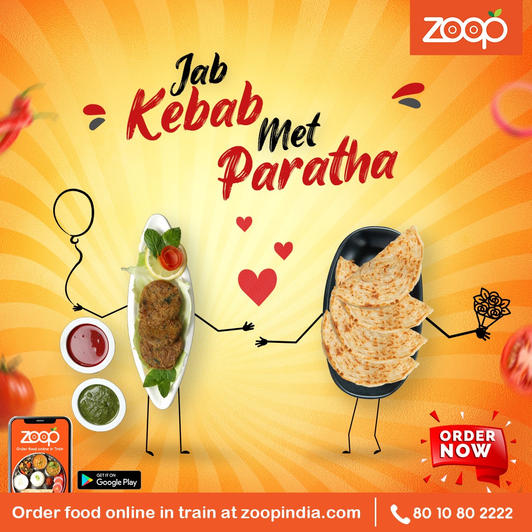 Zoop_Food's tweet photo. Magic at the first bite!
Jab Kebab Met Paratha.
Put your #KebabParatha cravings to an end with #Zoop #eCatering.
#OrderNow - https://t.co/r0X6tuAopR | Call 80-10-80-2222

#JustZoopIt #ZoopFoodDelivery #TrainFoodDelivery #FoodOnTrain #TasteOfZoop #ZoopDelivers #QualityFood https://t.co/79dSWYhWbX