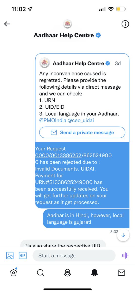 ddesai27's tweet photo. @UIDAI @ceo_uidai i have still not received any resolution to my query. Is anyone even responding? https://t.co/EaOIwghuh0