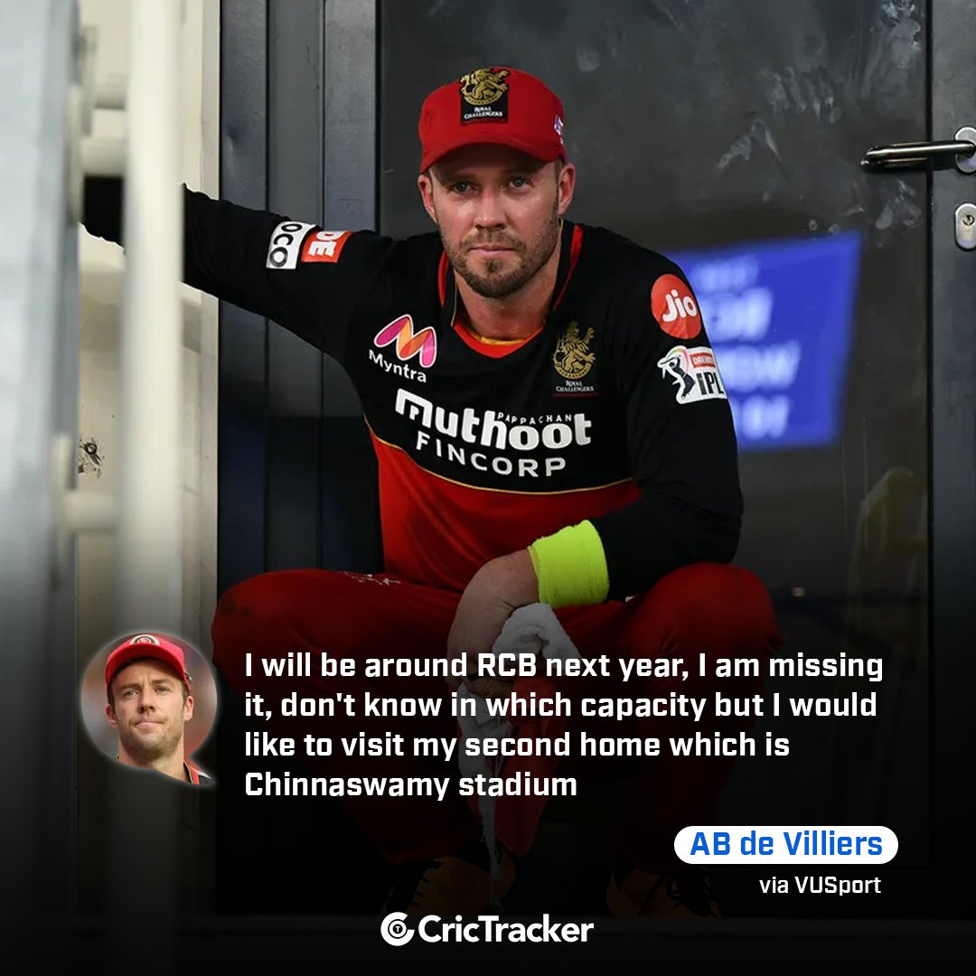 Cricketracker's tweet photo. Can't wait to see you in RCB camp next year AB ❤️

📸: IPL/ BCCI

#ABdeVilliers #IPL https://t.co/EmJw61yr0B