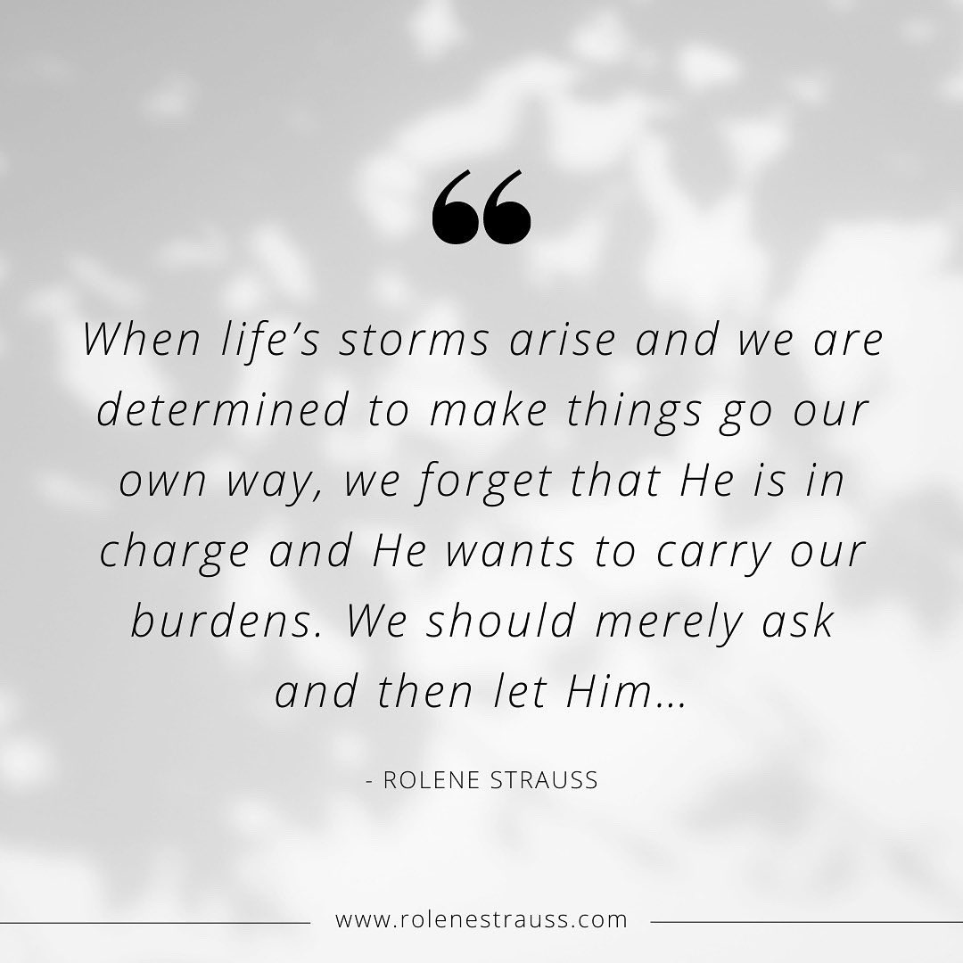 It’s in the storms of life that we try to “take control” of our lives. It’s between work, family, roles and responsibilities that we so easily forget that He is in charge and He wants to carry our burdens. 

#inspirationfromtheword #surrender #faithoverfear