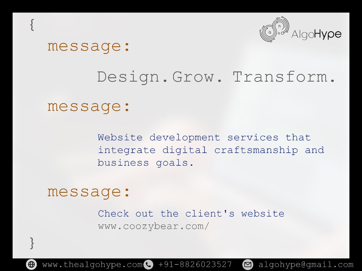 theAlgoHype's tweet image. Hello everyone,
We are a new age start up with out-of-the-box thinking and extra-ordinary talent. 
Contact us if you have something that we can do for you or share with people who might.
Reach us at:
algohype@gmail.com
+91 88260 23527
#seo #startup #talent #digital #people #share