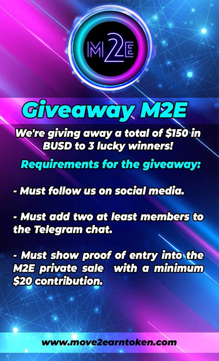 Move2earnToken's tweet photo. Go, Giveway M2E🚀🔥 https://t.co/43lJI6fzZA