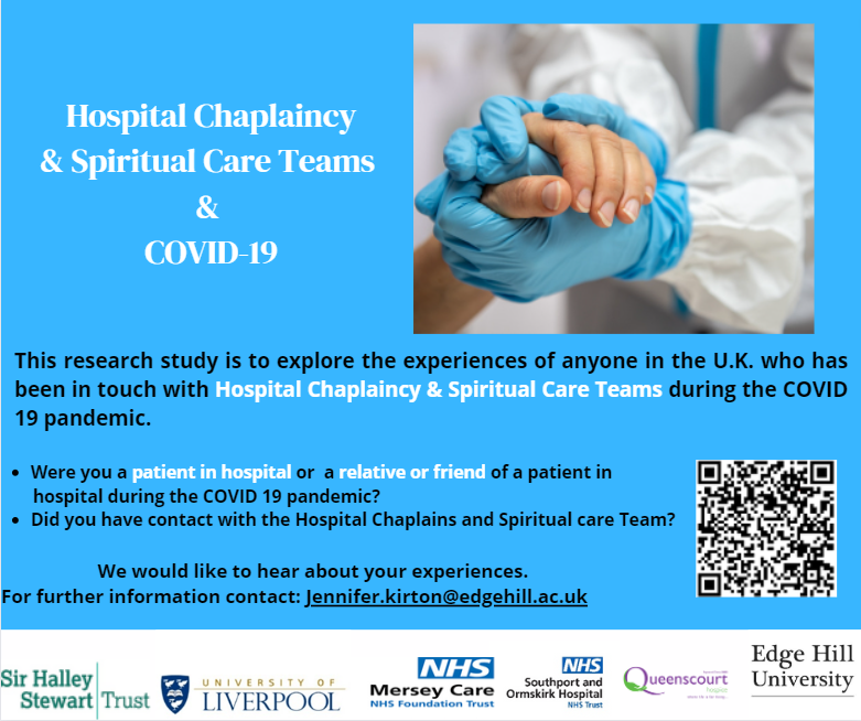 More information about this research project can be heard in this radio interview.bbc.in/3zbeMwj
Have you had contact with the Hospital Chaplaincy &amp; Spiritual Care Teams during the pandemic? surveymonkey.co.uk/r/chaplaincy22. For more information bit.ly/ChaplaincySurv…
