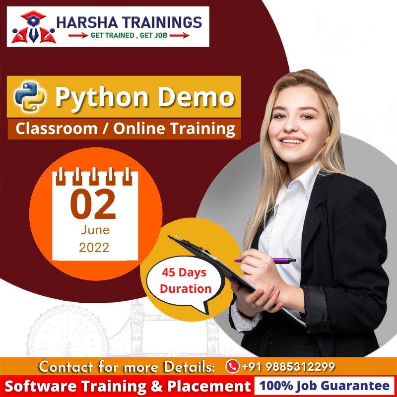 harshapega's tweet image. Greetings From Harsha Trainings,
We are starting a new batch on #pythontrainin in  online  &amp;amp; offline mode.
Date: June 2nd 2022
For more details +91 9885312299
#harshatrainings #trainings #placement #newbatch #course #developer #python #pythondemo #jobs #pythonlearning #pythoncode